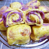南瓜紫薯卷的做法图解6