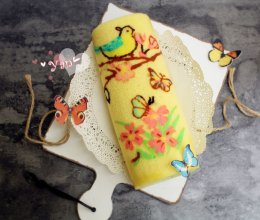 春意盎然--鸟语花香 彩绘蛋糕卷的做法