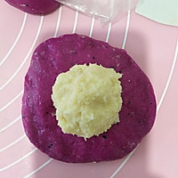 #豆果10周年生日快乐#，美美的火龙果椰蓉小花面包的做法图解5