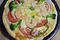 鲜虾什锦蔬菜披萨另附虾油，虾头汤，土豆沙拉。的做法