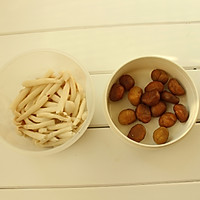 【腊肠土豆饭】【栗子烧海鲜菇】【干贝萝卜汤】的做法图解8