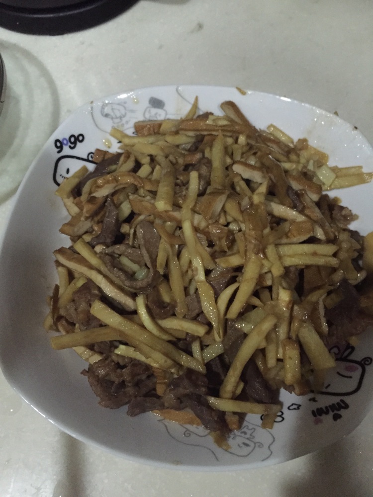 豆干肉丝炒冬笋的做法图解4