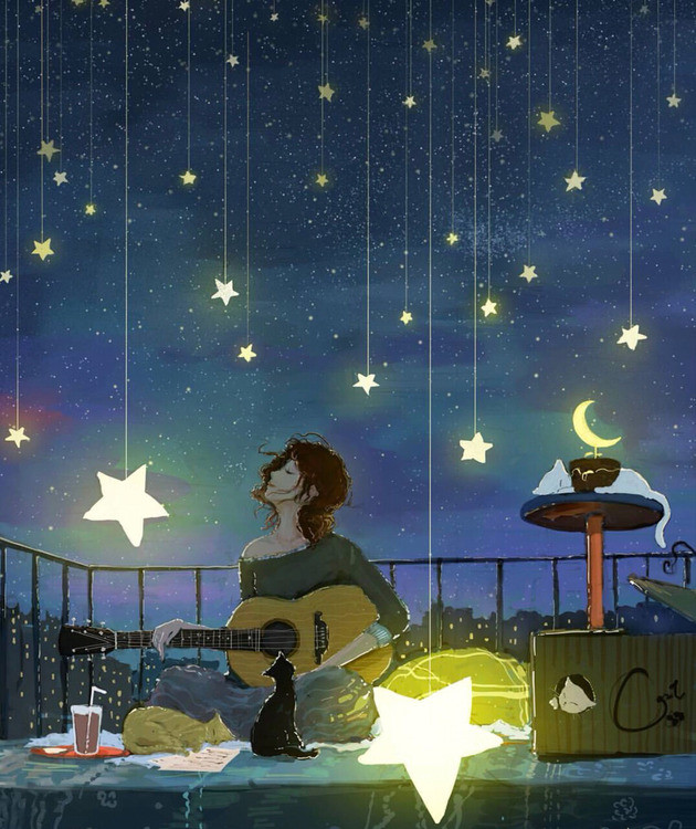 美轮美奂的星空插画，做一个童话般的好梦～图7