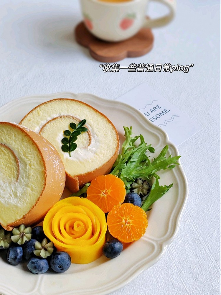 早餐𓎩𓌉𓇋 ‎：☆瑞士卷☆芒果🥭☆苦菊☆蓝莓🫐☆桔子🍊☆咖啡☕🍭周日上班给人周一的错觉，坚持一下快假期了图3