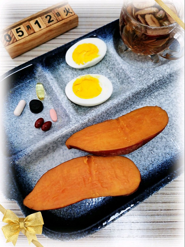 吃饭嘎嘎香，每天嘎嘎乐5.12早餐日记: 蒸红薯+姜枣茶+复合维生素+鱼油+水煮蛋🍰碳水:红薯🍗蛋白质:鸡蛋🍋维生素:复合维生素🥑脂肪:鱼油图3
