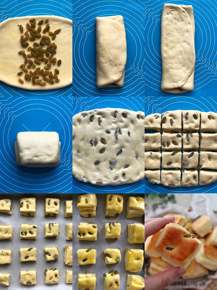 一次发酵，💯成功的葡萄干方块小面包图6