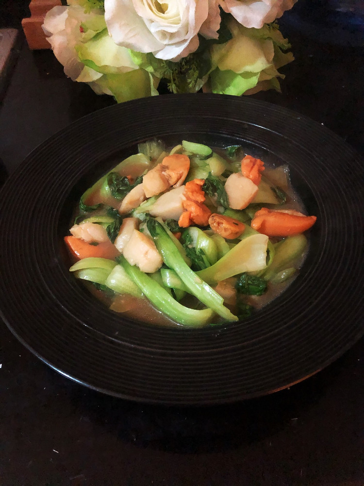 虾夷扇贝炒小油菜图1