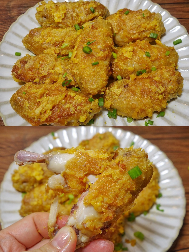 外酥里嫩的咸蛋黄鸡翅🔥咸香可口图8