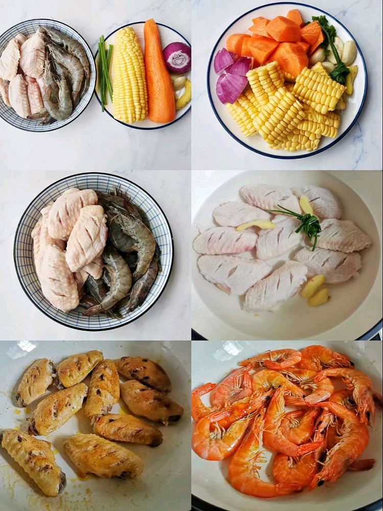 ㊙️肉质鲜嫩、汤汁浓郁 好吃到舔指的鸡翅玉米虾煲～图4