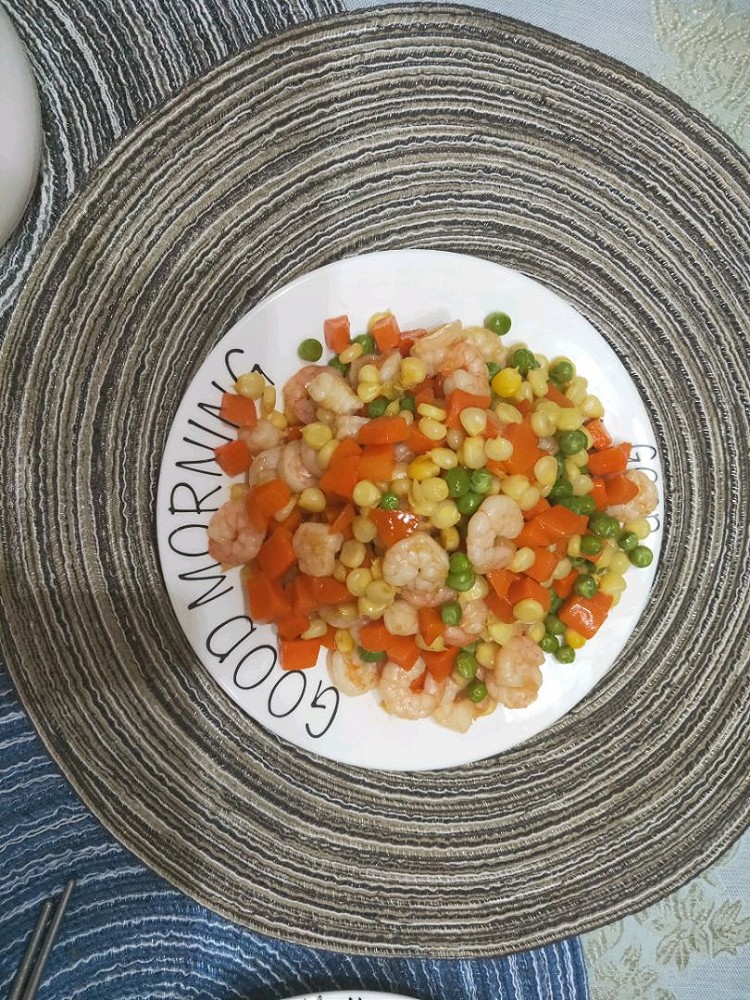 南瓜藜麦小米粥➕虾仁豌豆🥕➕馍片虾片图2