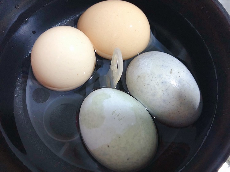 美味可口的捞汁双色蛋，省时省力，大口嗨吃不怕胖!1:食材如图!2:鸡蛋、皮蛋一起煮，皮蛋煮7分钟左右先捞出，鸡蛋煮十三分钟左右即可!(然后泡一下凉水，比较容易剥壳)3:配料切碎备用!4:鸡蛋、皮蛋切块，摆盘备用!5:放入切好的配料!6:倒入珍选捞汁，浸泡一会儿即可享用美食!珍选捞汁，怎么捞都百搭，捞鞋底都好吃的料汁!珍选捞汁，0脂，解腻，爽口! 图6