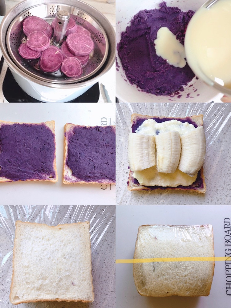 分分钟搞定的营养早餐你怎么能错过它❗️厚切紫薯香蕉三明治图2