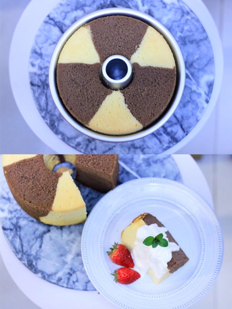 ㊙️超级松软好吃的双色戚风蛋糕‼️下午茶甜品图1