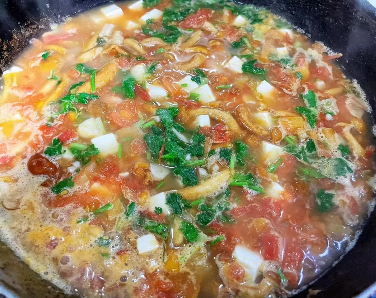 松茸鸡汁滑子蘑西红柿豆腐汤的制作方法图9