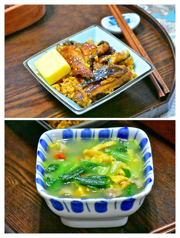 鳗鱼饭/青菜蛋皮汤/烤红薯/红提图2