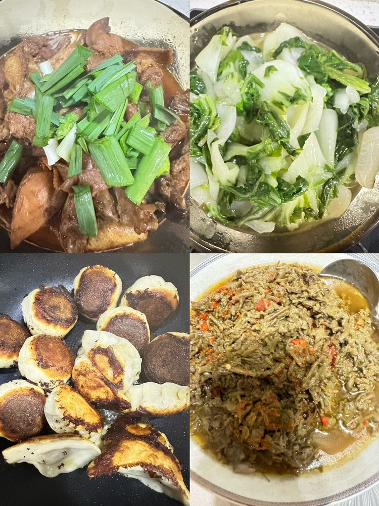 今日 红烧仔鸡 炒大白菜 煎包 蒸凌角菜图1