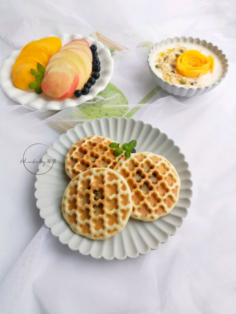 【早餐】豆沙华夫饼、黄桃酸奶、蜜桃黄桃拼图6