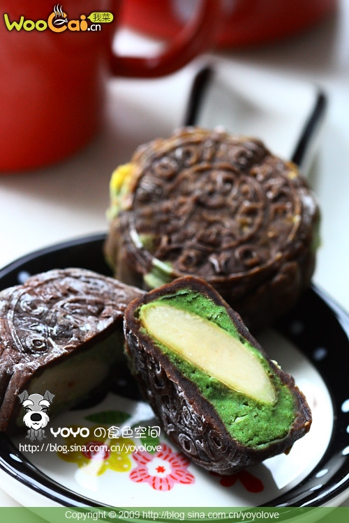咖啡绿茶白巧克力冰皮月饼——中秋月饼