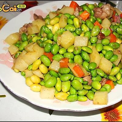 家常小炒--毛豆炒肉丁