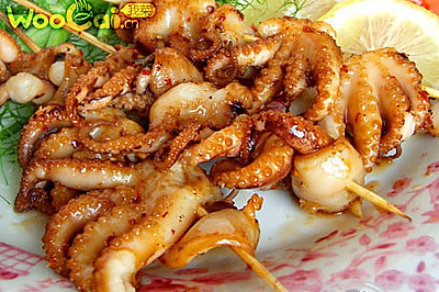 国庆长假的美食：辣烤章鱼串