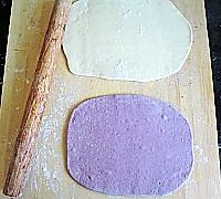 双色紫薯蝴蝶卷的做法图解4