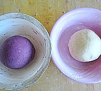 双色紫薯蝴蝶卷的做法图解2