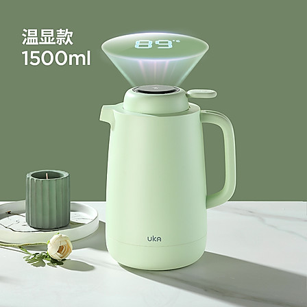 UKA保温壶绿色1.5L(温显款）热水瓶保温瓶热水壶保温水壶
